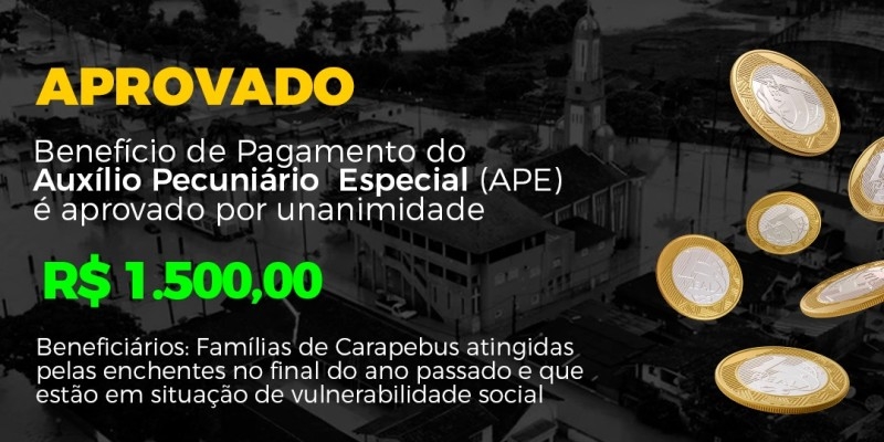 O auxílio municipal vai conceder pagamento no valor de R$ 1.500
