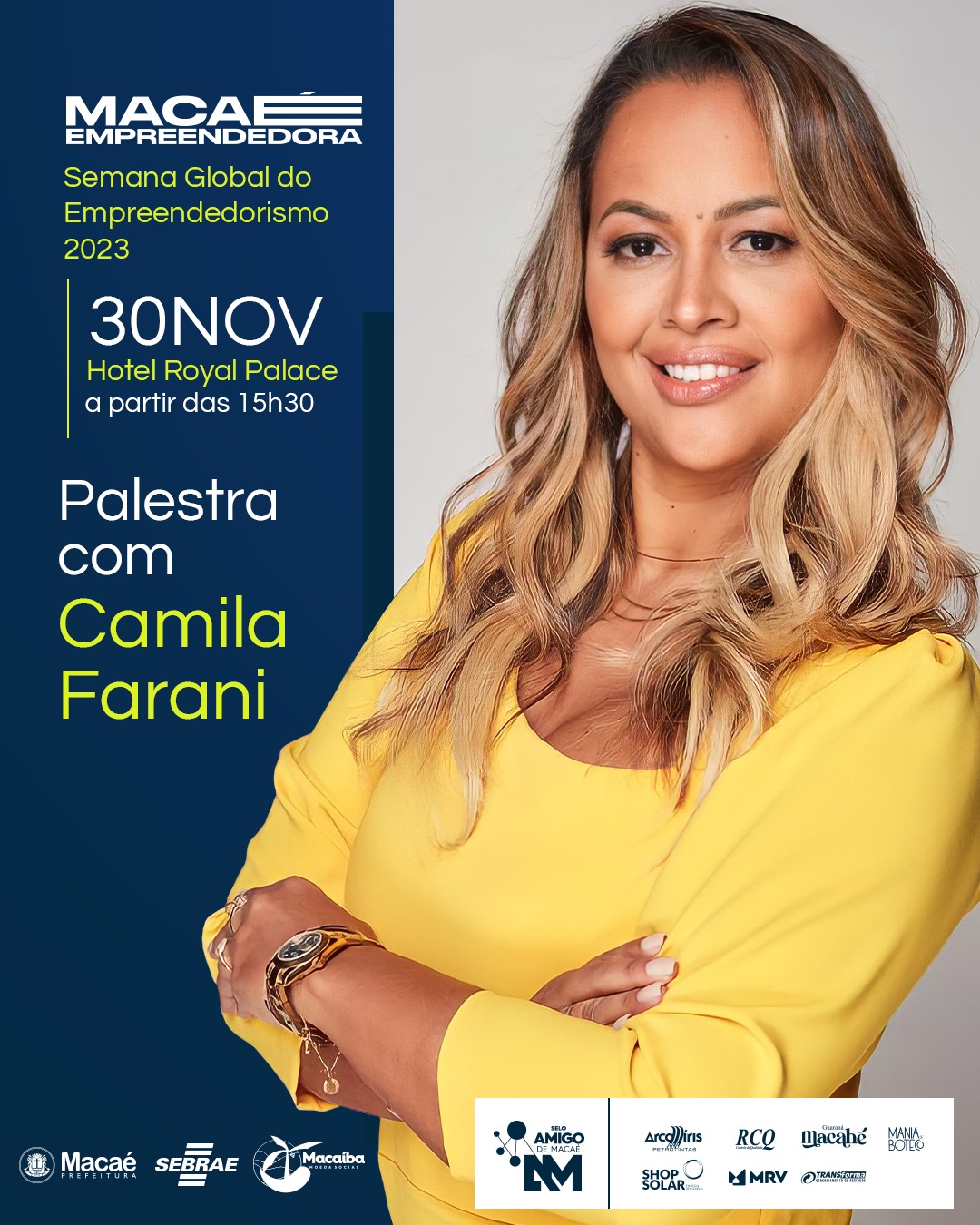 Camila Farani estará em Macaé durante a programação da Semana Macaé Empreendedora